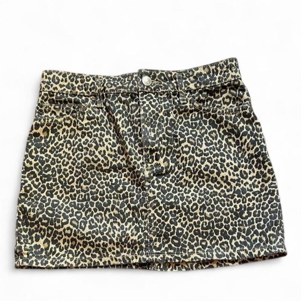 Mango leopard print denim mini